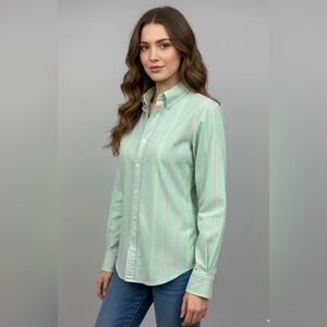 Ralph Lauren Women's Button-Down Shirt - Pastel Mint Green Long Sleeve  Size S